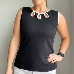 Vintage Talbots Black Tank White Trim & Cutouts Size Medium